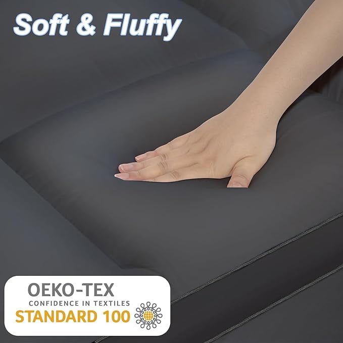 KAYFIA TwinXL Mattress Topper,Extra Thick Mattress Pad Cover for Deep Sleep,3D+7D Snow Down Alternative Fill Overfilled Plush Pillow Top Mattress with 8-23 Inch Deep Pocket-Grey