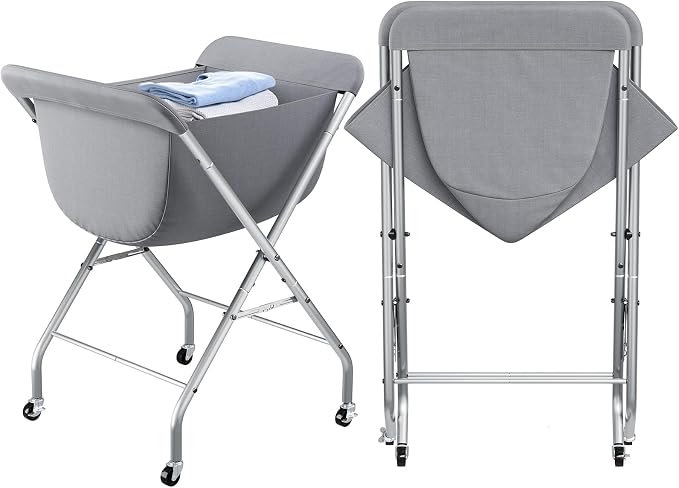 ELYKEN Laundry Cart with Wheels, 33”H Easy Rolling Laundry Hamper with Removable Liner Bag, Sturdy Metal Frame Clothes Basket with 4 Casters and 2 Brakes - Image 9