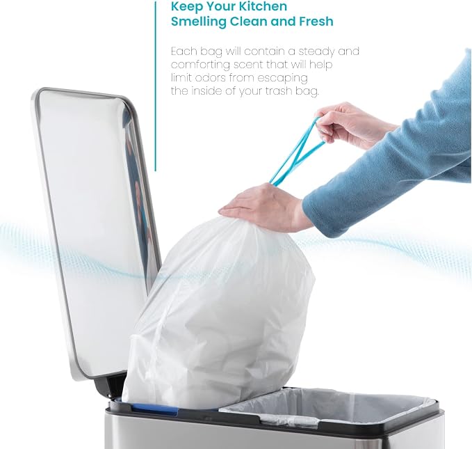 Home Zone Living 5.3 Gallon Kitchen Trash Bags with Drawstring Handles, Heavy Duty Custom Fit Design for 20 Liter Dual Recycling Liners, Code 20R, 60-Count - Image 4