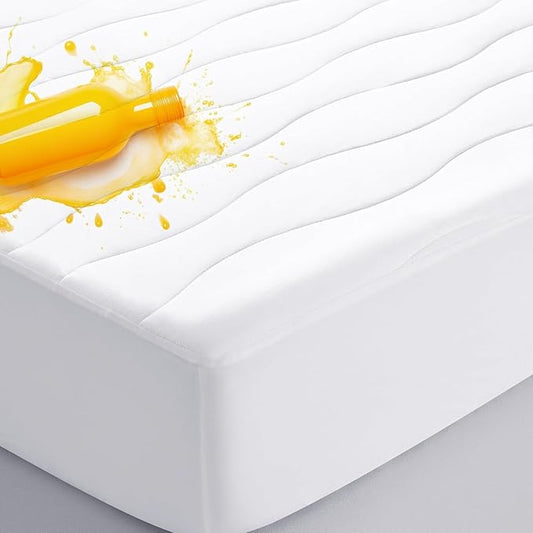 Breathable Cotton Twin Size Waterproof Mattress Protector, Premium Cotton Cover Mattress Pad for Kids, Soft Noiseless Fitted Mattress Cover with Deep Pocket Up to 22" Mattress(39 x 75 Inches, White)