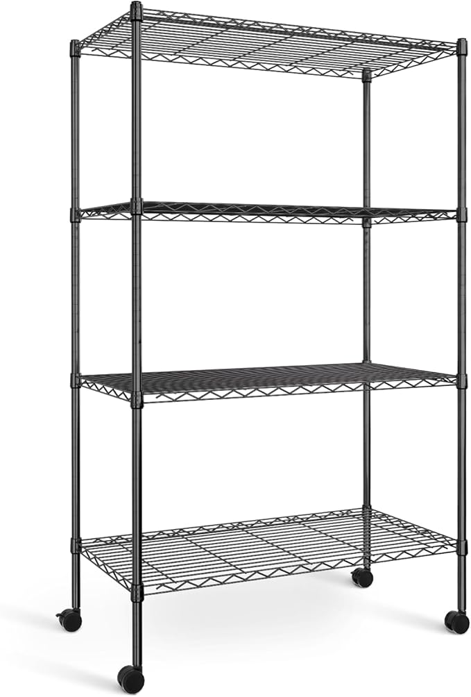 Simple Deluxe Heavy Duty 4-Tier Storage Shelving Unit, 35.83" W x 13.98" D x 55.91" H, 1000 Lbs Loading Capacity, Black by SimpleDeluxe