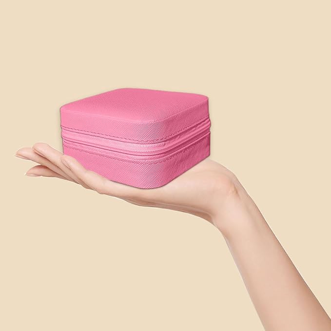 Small Travel Jewelry Box, Portable Mini Jewelry Leather Box Jewelry Ring Organizer Case Storage Holder Gift Boxes for Girls Women, Rose pink - Image 6
