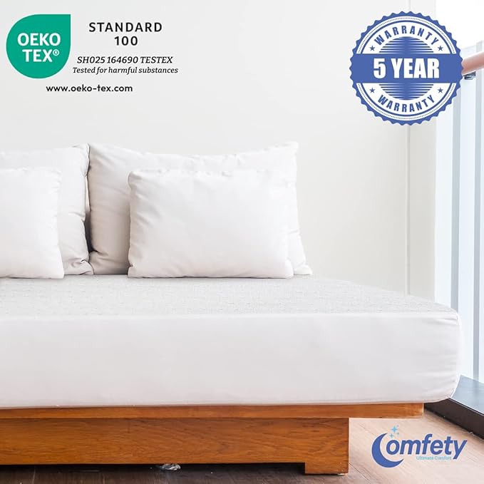 100% Waterproof Mattress Protector Queen - Luxury Soft Bamboo Viscose Mattress Protector - Ultra Leak-Proof Mattress Cover - Hypoallergenic, Breathable, Crinkle Free Noiseless Mattress Cover