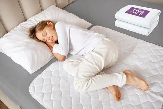Lynmark® 2X Toddler Potty Training Bed Pads - Soft Waterproof Bedwetting Pee Protector Mat for Kids - Multi-Layer Non-Slip Washable Incontinence Mattress Sheet Absorbs Up to 2000ml - 33" x 27", White