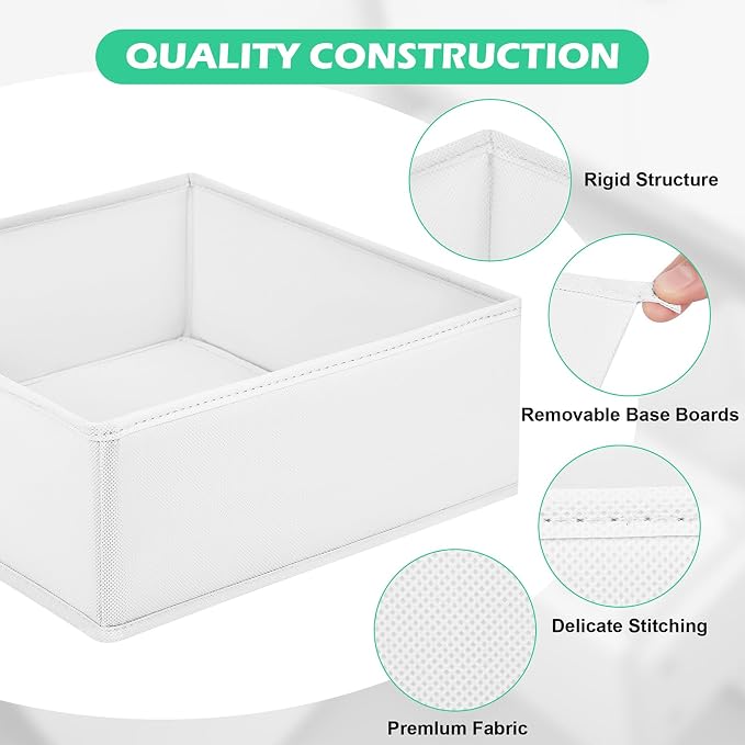 Drawer Clothing Organizer 16-Pack, White 3 Sizes Underwear Drawer Dividers, Fabric Folding Wardrobe Organizer, Can Store Baby Clothes, Bras, Underwear, Panties, Belts, Socks, Ties, etc. - Image 6