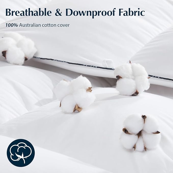 Pacific Coast Premium Goose Down Fiber Comforter King Size, 420TC 100% Australian Cotton Shell, All-Season Comforter with Hidden Baffle Box & Double-Stitched Piping (106"x90")