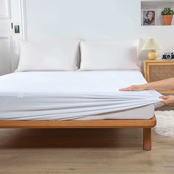 Kingnex Twin XL Mattress Protector Waterproof for Extra Long Twin College Dorm Bed Fitted Sheet Style Mattress Cover