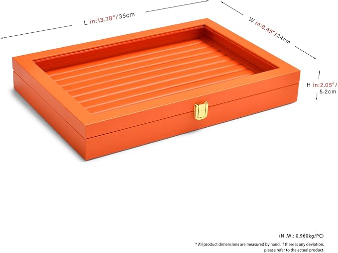 Oirlv Premium Leather Jewelry Display Tray with Acrylic Lid Ring Earrings Organizer Box Clear Lid Drawer Insert for Women - Image 6