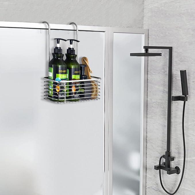 YQh hanging shower rack, bathroom storage rack, shampoo bracket, the back hook can be rotated, and can be hung on the faucet or Claw foot bathtubcross bar, 304 stainless steel rust proof and durable - Image 3