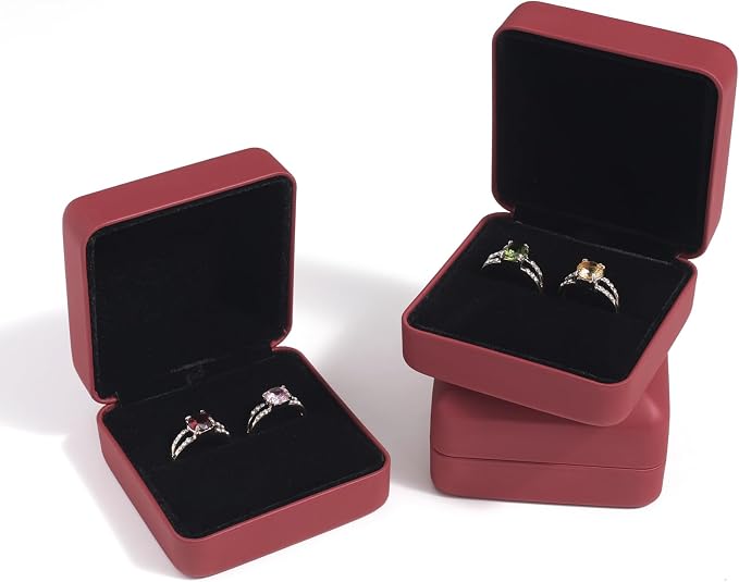 Velvet Ring Gift Box, Small Jewelry Earring Studs Holder Case for Wedding Day, Proposal, Engagement, Anniversary, Ring Display Storage Box for Women Girl (Red S) - Image 5
