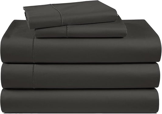 LANE LINEN 100% Egyptian Cotton Split King Bed Sheets for Adjustable Beds, Fully Elasticized Reinforced Seams Extra Deep Pocket Split King Sheet, No Pill Fade Resistant Sheets - Black