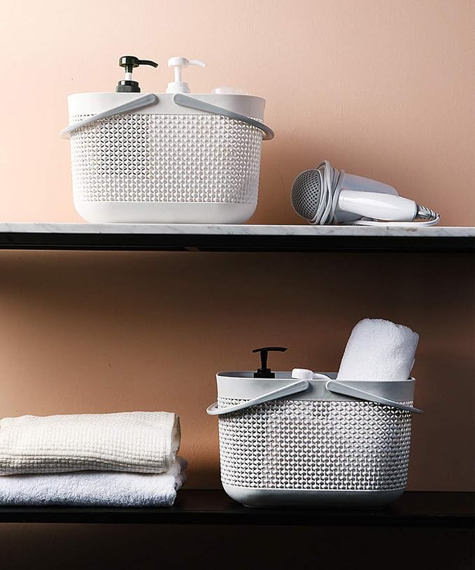UUJOLY Plastic Organizer Storage Baskets with Handles, Shower Caddy Bins Organizer for Bathroom and kitchen（Grey - Image 5