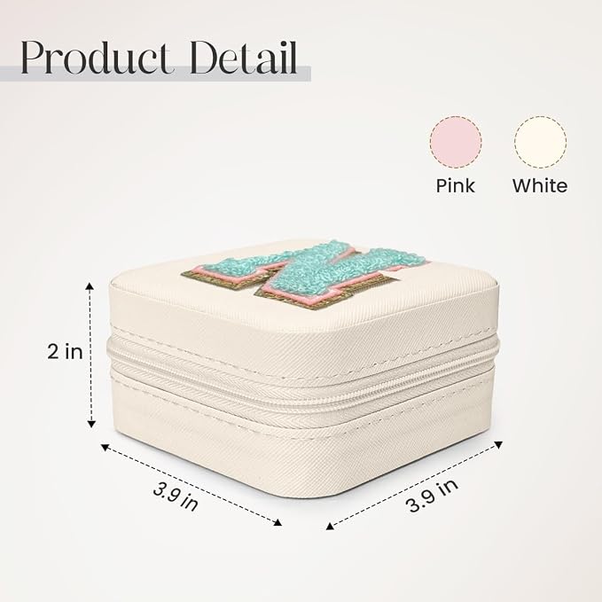 SANDJEST Personalized Jewelry Box, White Travel Jewelry Box with Initial N, Small Monogrammed Jewelry Case Organizer for Girls Women Teen Kids, Mini Travel Essentials Gifts for Birthday Christmas - Image 2