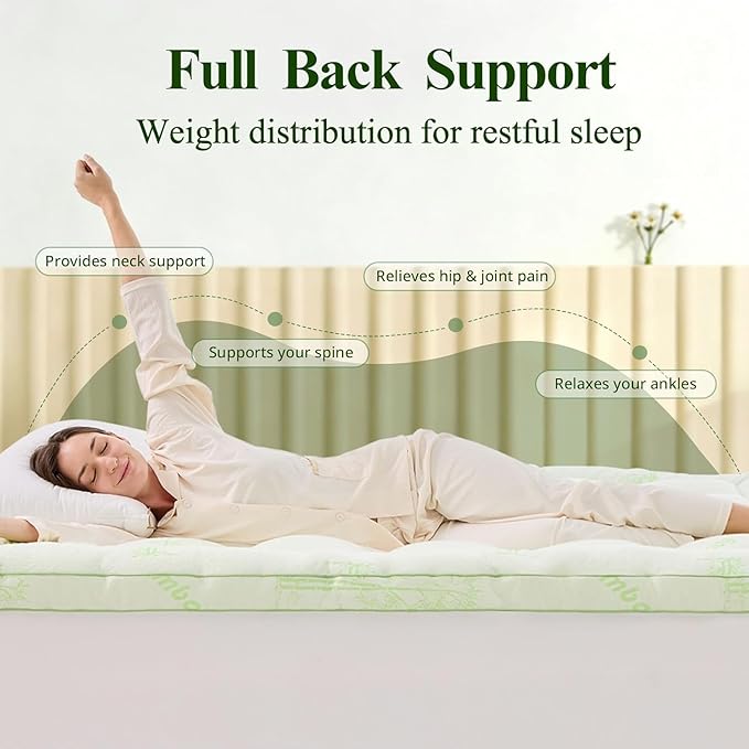 Memory Foam Mattress Topper - Viscose Made from Bamboo Pillow Top Thick California King Size Mattress Pad for Back Pain, Ultra Soft & Cooling for Hot Sleepers, 6-18'' Deep Pocket, Green