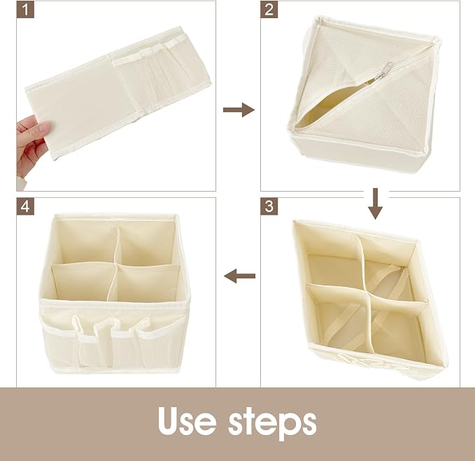 VERONLY Cosmetic Storage Bins Makeup Organizer, Adjustable Multifunction Storage Box Desk Drawer Divider for Makeup Brushes, Bathroom Countertop or Dresser, Set of 4 - Image 8