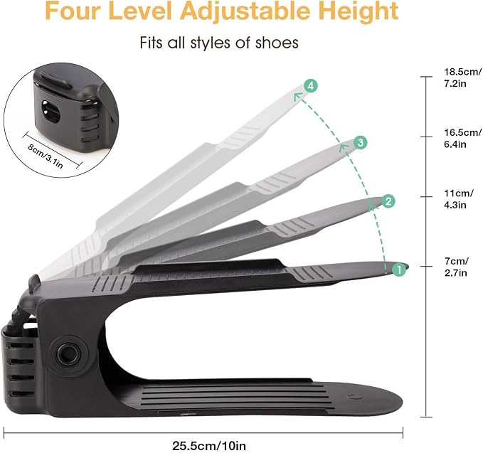 Neprock Shoe Rack Shoe Organizer Space-Saving Storage Shoe Organizer for Closet,Shoe Stacker Shoe Slots Space Saver Double Stack Shoe Holder Homeries - Image 2