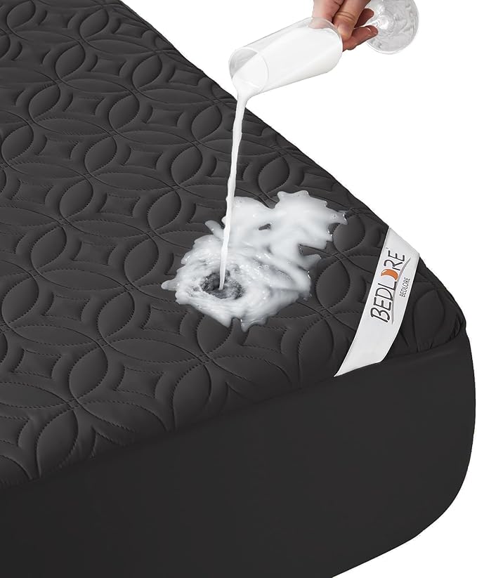 BEDLORE Waterproof Mattress Protector, King Size Mattress Pad with Deep Pocket 6"-18" Depth, Soft Noiseless Dirt-Proof Bed Mattress Cover Washable for Home, Bedroom, Hotel (Black)