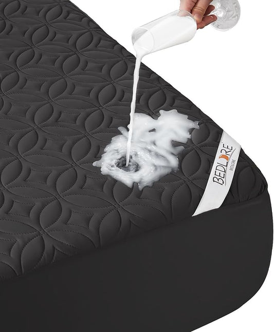 BEDLORE Waterproof Mattress Protector, California King Size Mattress Pad with Deep Pocket 6"-18" Depth, Soft Noiseless Dirt-Proof Bed Mattress Cover Washable for Home, Bedroom, Hotel (Black)