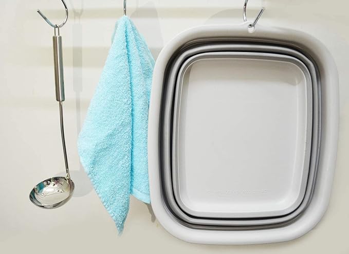 SAMMART 7.7L (2 Gallon) Collapsible Tub - Foldable Dish Tub - Portable Washing Basin - Space Saving Plastic Washtub (Grey, S) - Image 4