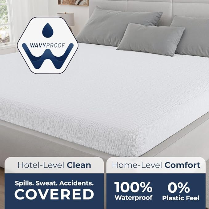PAULATO BY GA.I.CO California King Waterproof Mattress Protector – Fitted Mattress Cover with Deep Pocket, Breathable Noiseless Polyester, Easy Care (California King)
