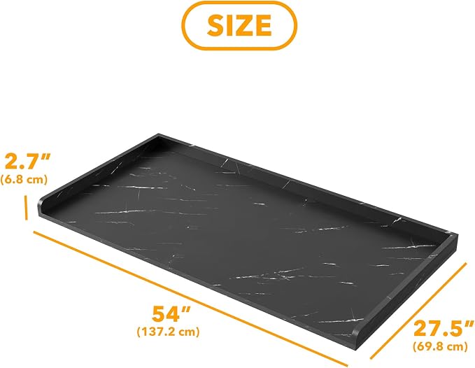 SpaceAid Washer Dryer Countertop, Laundry Wood Shelf Topper with Edge, 54" Width x 27.5" Depth Cover Guard Organizer for Washer and Dryer Laundry Hamper Counter Storage Organization (Black Marble) - Image 2