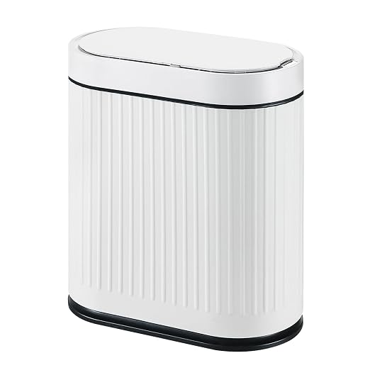 SYNCVIBE Bathroom Sensor Trash Can with Lid Automatic 2 Gallon Smart Garbage Can Bathroom Decor, 7.5 Liter Small Trash Bin, Motion Sensor Waterproof Wastebasket for Office, Bedroom, White Black by SYNCVIBE