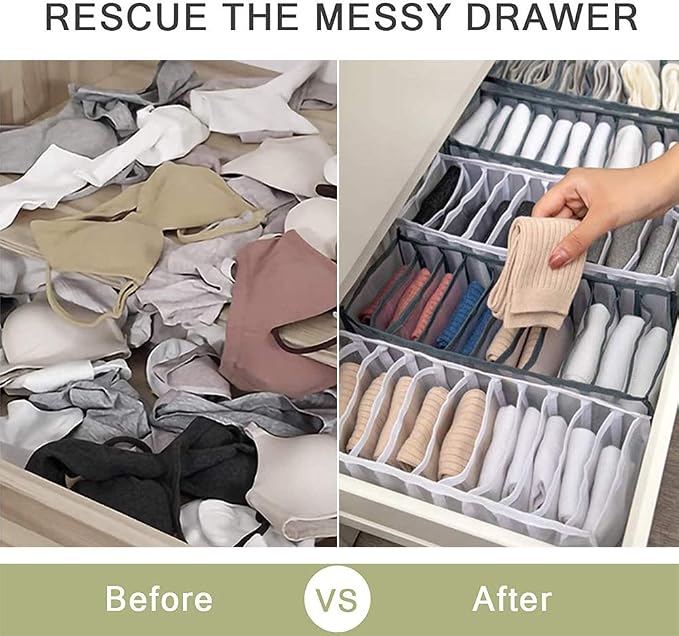 Underwear Organizer, 3 Set Foldable Bra Underwear Organizer Drawer Divider Storage Organizer for Underwear, Socks, Ties, Bras, Women Underwear Storage Compartment Box (White) - Image 8