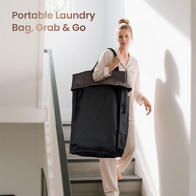 160L Laundry Basket with Wheels, 2-section Rolling Laundry Basket, Large Laundry Hamper with Wheels, Rolling Laundry Hamper Clothes Hamper for Home, Bathrooms and Dorm(Black) - Image 7