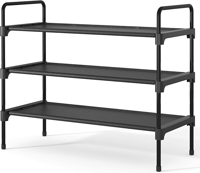 Kitsure Shoe Rack for Closet, Sturdy Shoe Storage for Entryway, Space-Saving Shoe Rack Small and Shoe Shelf, 27.6" Wide, Black by Kitsure