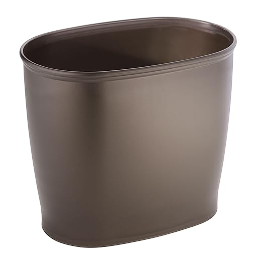 iDesign Slim Plastic Bathroom Trash Can, Small Garbage Bin for Bedroom, Office, Desk, Dorm, Bronze by iDesign