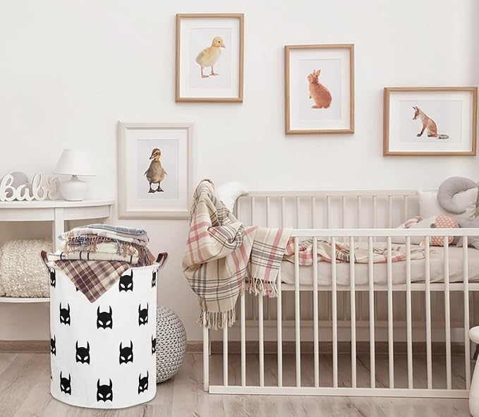 HIYAGON Large Sized Storage Baskets with Handle,Collapsible & Convenient Home Organizer Containers for Kids Toys,Baby Clothing (Black Bats) - Image 4