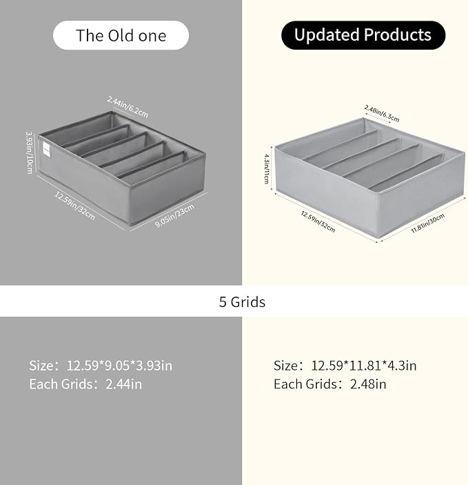 4 Packs Wardrobe Clothes Organizer,5 Grids Washable Portable Closet Organizer Storage Box Foldable Closet Drawer Organizer for thicker Scarves,Leggings,Long sleeve shirts（32 * 30 * 11） - Image 2