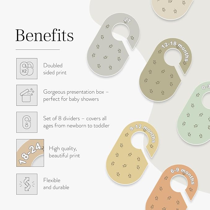 Eli with Love Baby Closet Dividers (Leaves) - Ideal Baby Clothes Dividers – Organize Nursery Closet Hangers by Size/Age - Image 4