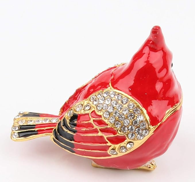 SEVENBEES Cardinal Bird Trinket Box Metal Enameled Animal Figurines Collectable Wedding Jewelry Ring Holder Organizer - Mothers Day Gifts - Image 3