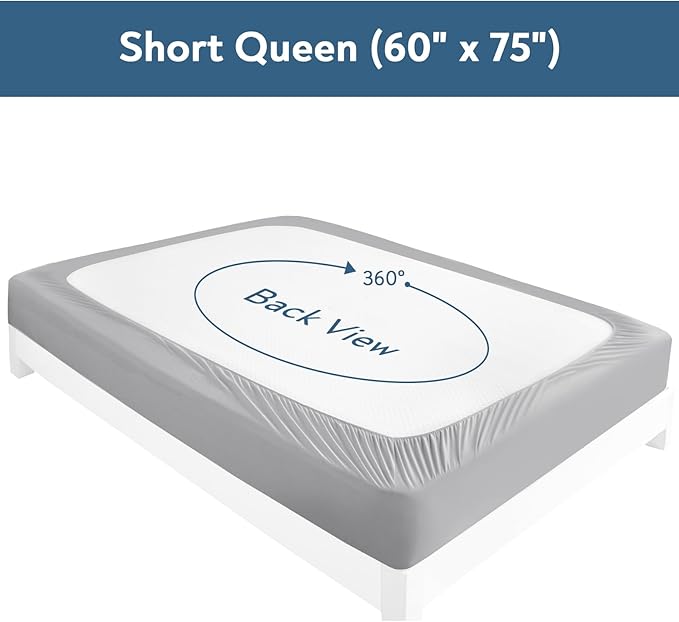 RV Short Queen Mattress Pad Waterproof Quilted, Short Queen Mattress Protector, RV Mattress Cover Fitted Mattress Topper, Up to 20 Inch