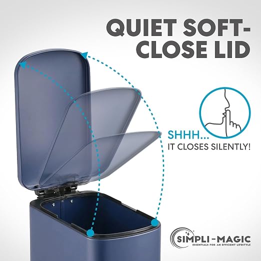 SIMPLI-Magic 6L/1.6G Stainless Steel Bathroom Trash Can with Hands-Free Foot Pedal, Quiet Soft-Close Lid, Compact Space-Saving Size - Image 4