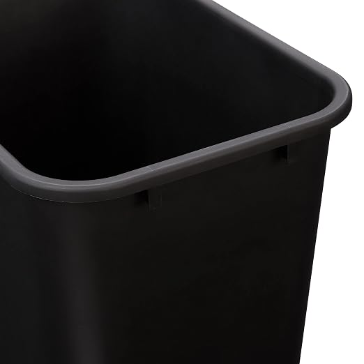 Amazon Basics Rectangular Plastic Office Wastebasket, Easy to Clean, 10 Gallon, Black, 2-Pack - Image 4