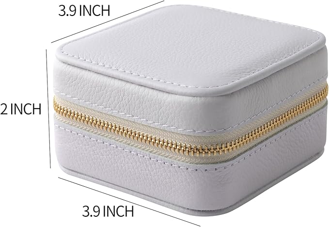 Genuine Leather Travel Jewelry Case Organizer with Mirror for Women, Small Jewelry Box Portable Mini Jewelry Case for Earring, Ring, Necklace, Bracelet（Lychee Grain Purple） - Image 2