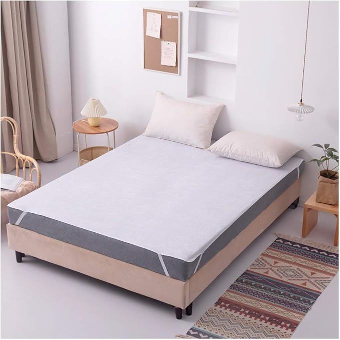 Mattress Topper Protector Pad,Waterproof Breathable Anchor Bands Cotton Mattress Protector Vinyl Free Hotel Quality (Full)
