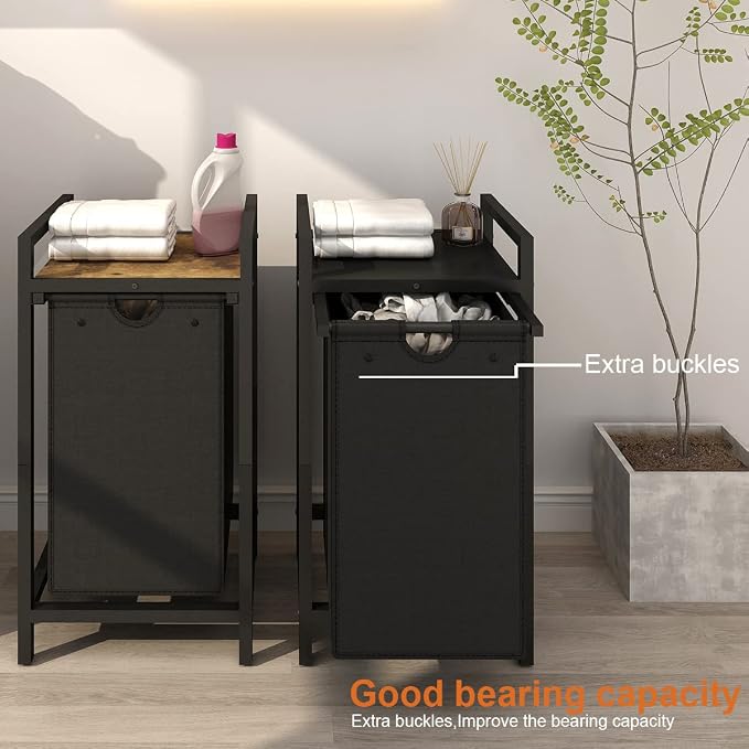 LAATOOREE Laundry Hamper, Two-Color Laundry Basket with Removable Laundry Bag and Top Shelf, Clothes Hamper for Samll Space,Laundry Room, Bedroom, Bathroom - Image 5
