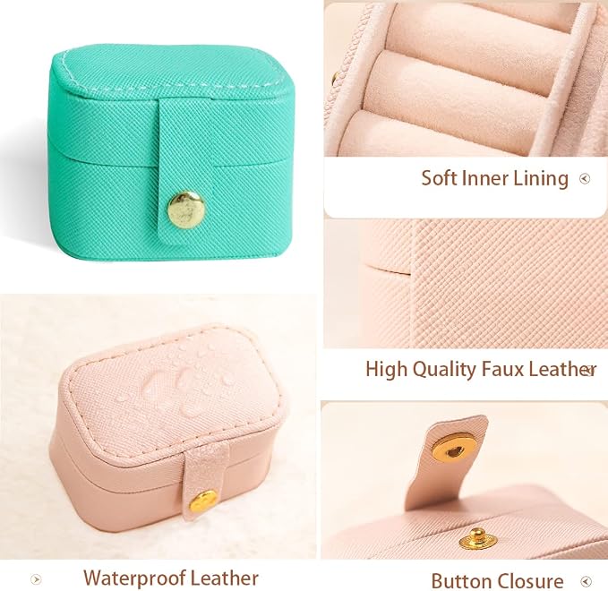 Travel Jewelry Ring Case,Small Jewelry Ring Box,Ring Holder,Mini Jewelry Case Portable Storage Case, for Women Girls, for Travel,Business,Wedding,Bridesmaid Gift(Blue) - Image 4