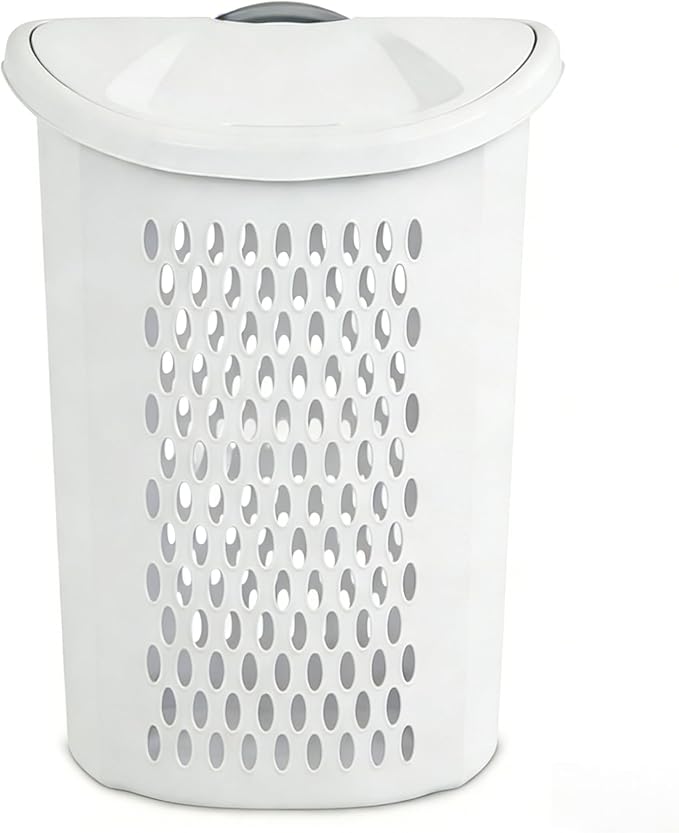 White Laundry Basket, Laundry Hamper with Lid & Wheels, Hamper with Retractable Handle, Ventilated Hamper Basket for Bedroom, Bathroom, and Laundry Room, School Dormitory by Unknown