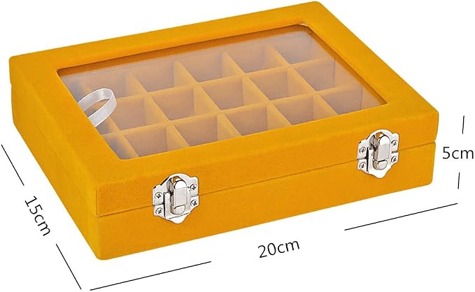 24 Grids Velvet Glass Ring Earrings Jewelry Box Earrings Organiser Storage Holder Display Case - Image 3