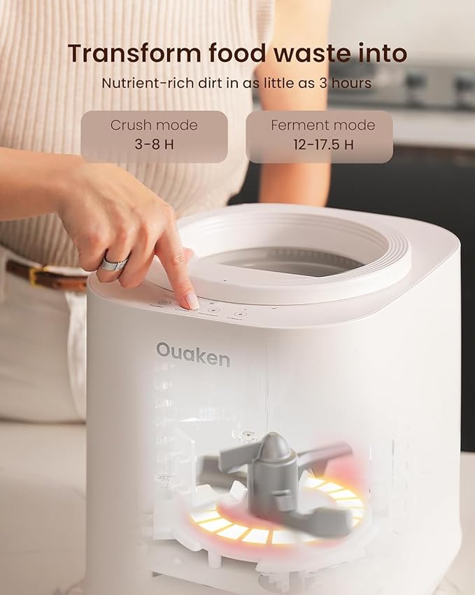 4L Electric Composter for Kitchen, Smart Countertop Compost Bin, Odorless | Low Noise | Auto-Cleaning | Turn Food Waste into Fertilizer, Indoor Food Waste Compost Machine, White - Image 3