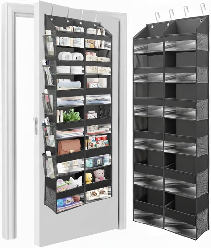 HOMELUX THEORY UPGRADED 6 Tiers Over The Door Organizer Hanging - 100D EXTRA THICK & 50lbs HUGE CAPACITY, 12 Side Mesh Pockets Over The Door Shoe Organizer, Hanging Closet Organizer (Dark Gray, XL) by HomeluxTheory