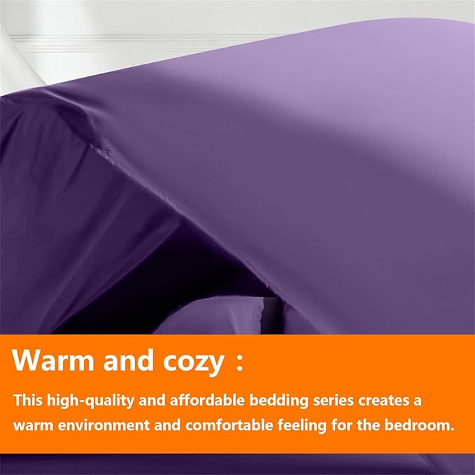 TAIMIT Purple King Comforter Set - 7 Pieces, Bed in a Bag Bedding Sets with All Season Soft Quilted Warm Fluffy Comforter,Flat Sheet,Fitted Sheet,2 Pillow Shams,2 Pillowcases