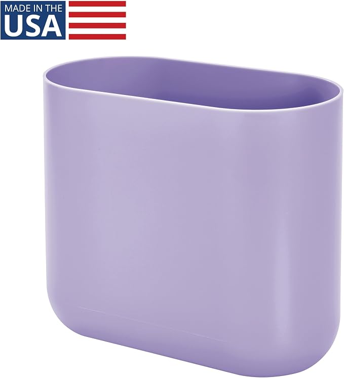 iDesign Small Slim Plastic Bathroom Trash Can, Garbage Can for Bedroom, Office, Desk, Dorm, Purple - Image 2