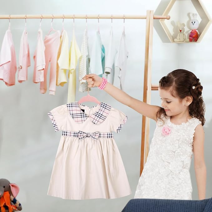 ManGotree Baby Velvet Hangers with 360° Swivel Rose Gold Hook, 11" Non-Slip Toddler Hanger, Ultra Thin Space Saving Infant Hangers for Kids Clothes, 15 Pack (Light Pink) - Image 6