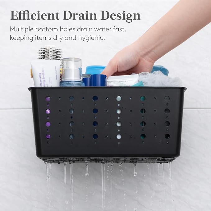 Lifewit Shower Caddy Portable, Cleaning Supplies Caddy Organizer with Handle and Adjustable Dividers, Plastic Shower Basket for Dorm Room Essentials, College, Bathroom, Black, 1 Pack - Image 5