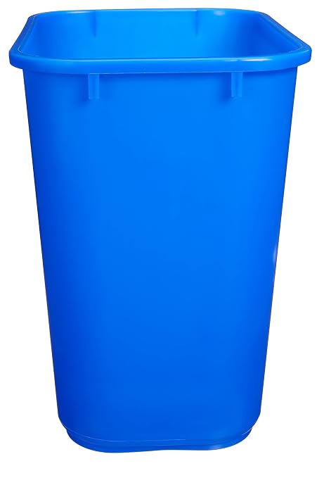 Amazon Basics Rectangular Commercial Office Recycling Wastebasket with Recycle Logo, Easy to Clean, 7 Gallon, Blue, Pack of 2 - Image 5